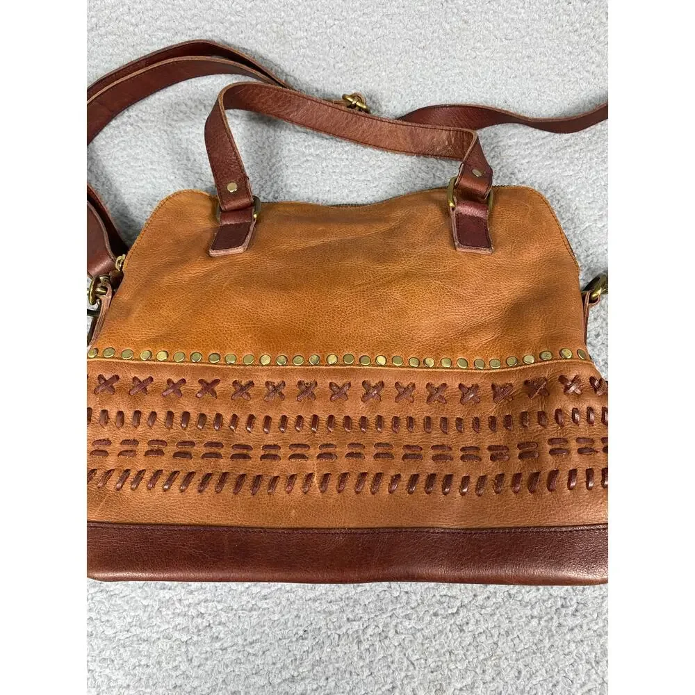 Anabaglish Womens Large Brown Leather Purse Embroidered Satchel - Picture 8 of 13